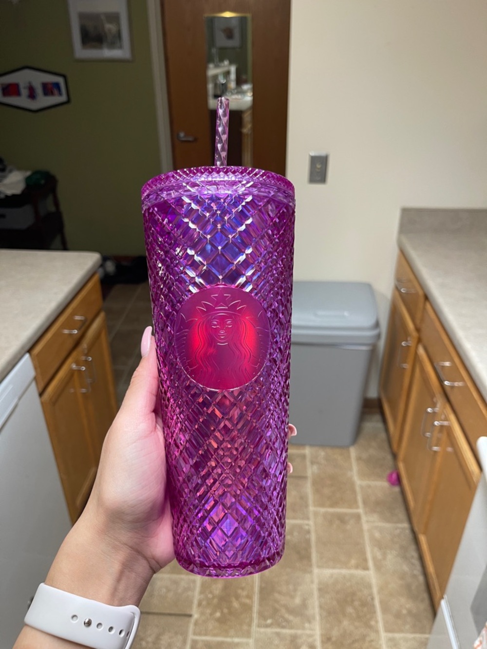 Starbucks Iridescent Purple-Pink Studded Tumbler with Straw